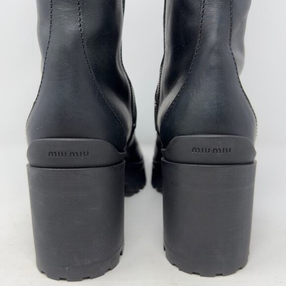 Miu Miu Black Military Combat Boots Size 41 - Picture 6 of 13